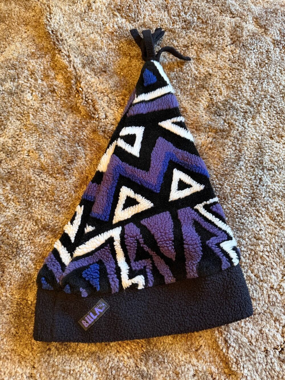 Vintage 90s Bula USA Fleece Pointed Winter Hat Purple Geometric Gorpcore Jester